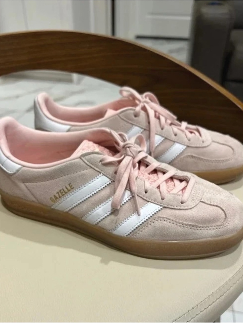 adidas Gazelle Women's Sneakers in Light Pink with White Stripes
